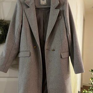 A&F • Grey Wool Blend Dad Coat with Gold Buttons • Small